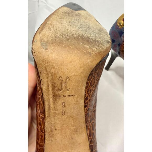 Cole Haan Collection ANGELIA Croc Print Leather Bow Pumps N4991 Size 9B - Picture 9 of 10